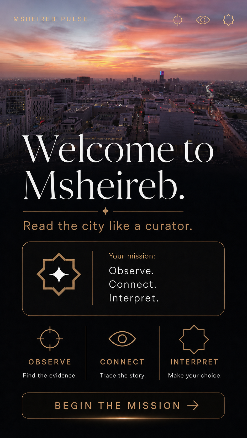 Doha Design experience welcome screen from the current Indulge Me mobile app